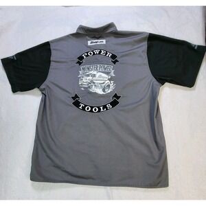 Snap On Monster Power Tools Work Shirt 2XL Gray Black Button Mechanic Shop